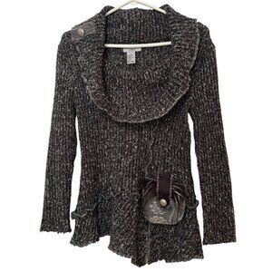 LA SIENE Slouchy Deep Scoop Sweater Must See Great Detail Size Small Dark Gray